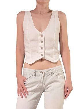 Forever 21 | White Denim Button Front Vest Top